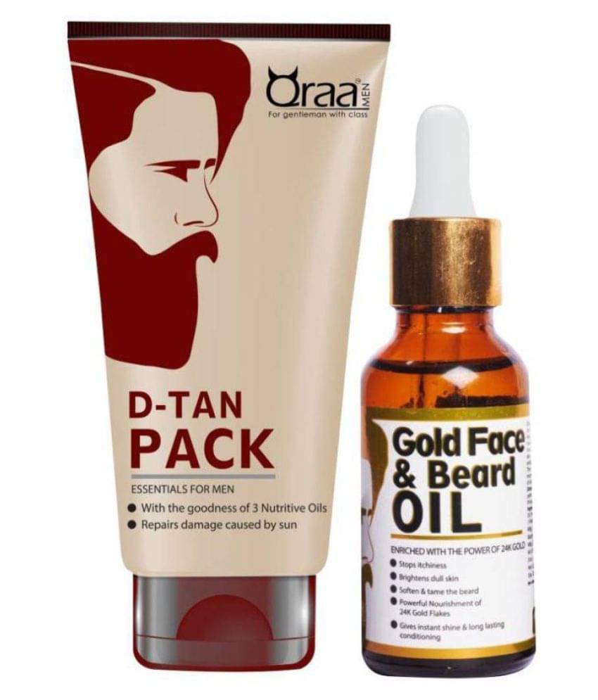     			Qraa Men Face And Beard Wash 100Gm With Gold Face And Beard Oil 30Ml All Skin Type (Pack Of 2)
