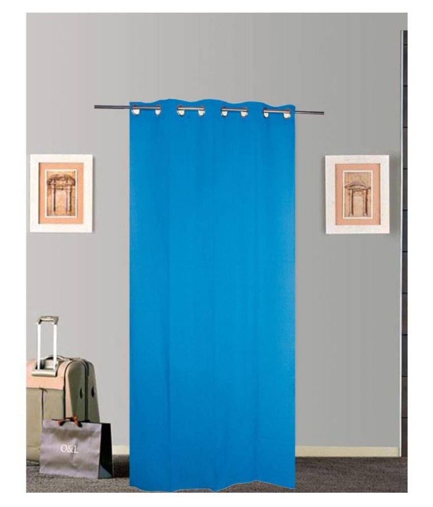 Tidy Single Door Eyelet Cotton Curtains Blue Tidy Single Door Eyelet Cotton Curtains Blue