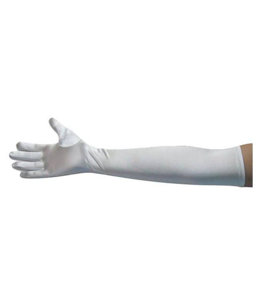 Tahiro White Cotton Full Arm Sleeves Gloves - Pack Of 1