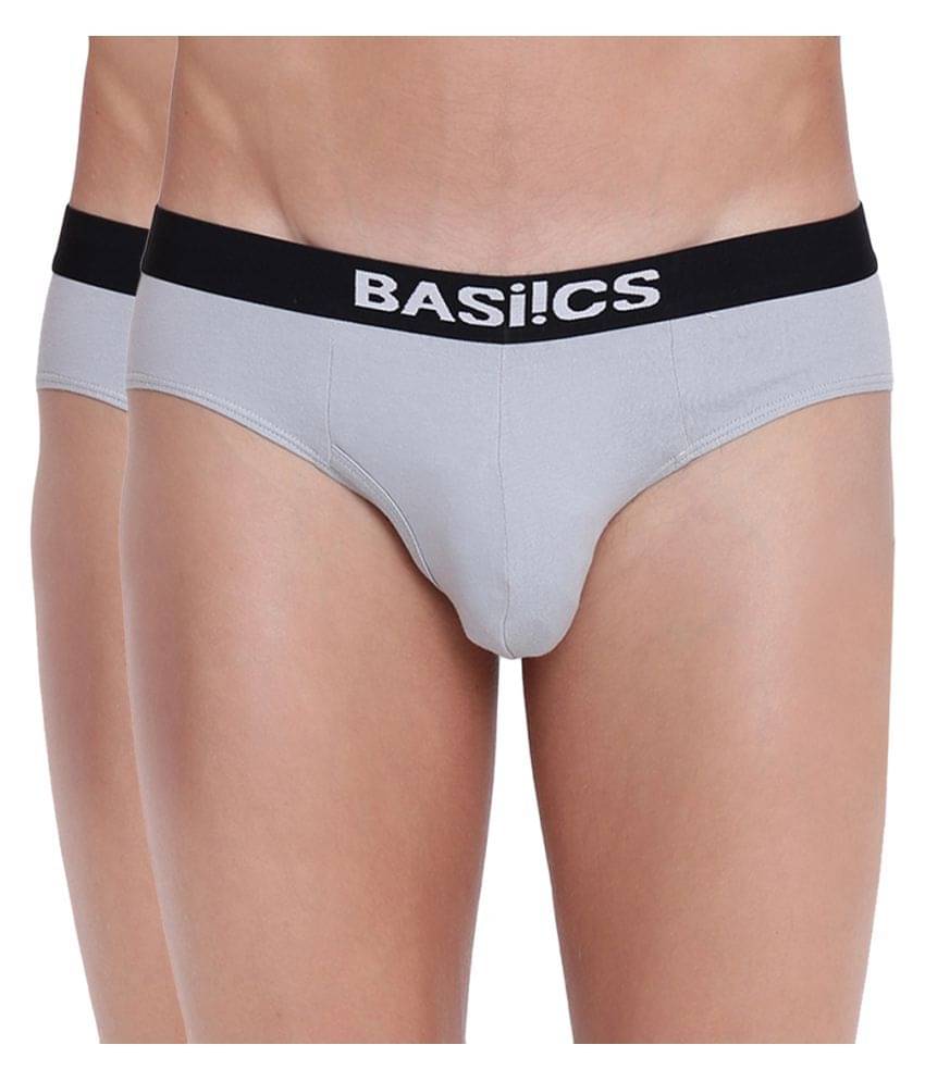     			BASIICS By La Intimo Pack of 2 Cotton Briefs For Men's ( Light Grey )