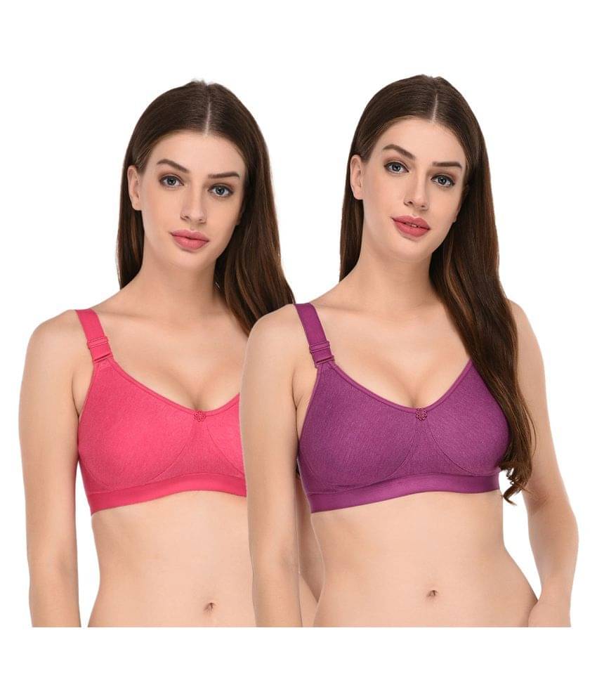 Elina Pack of 2 Cotton Non Padded Women's T-Shirt Bra ( Multi Color )     			Elina Pack of 2 Cotton Non Padded Women's T-Shirt Bra ( Multi Color )
