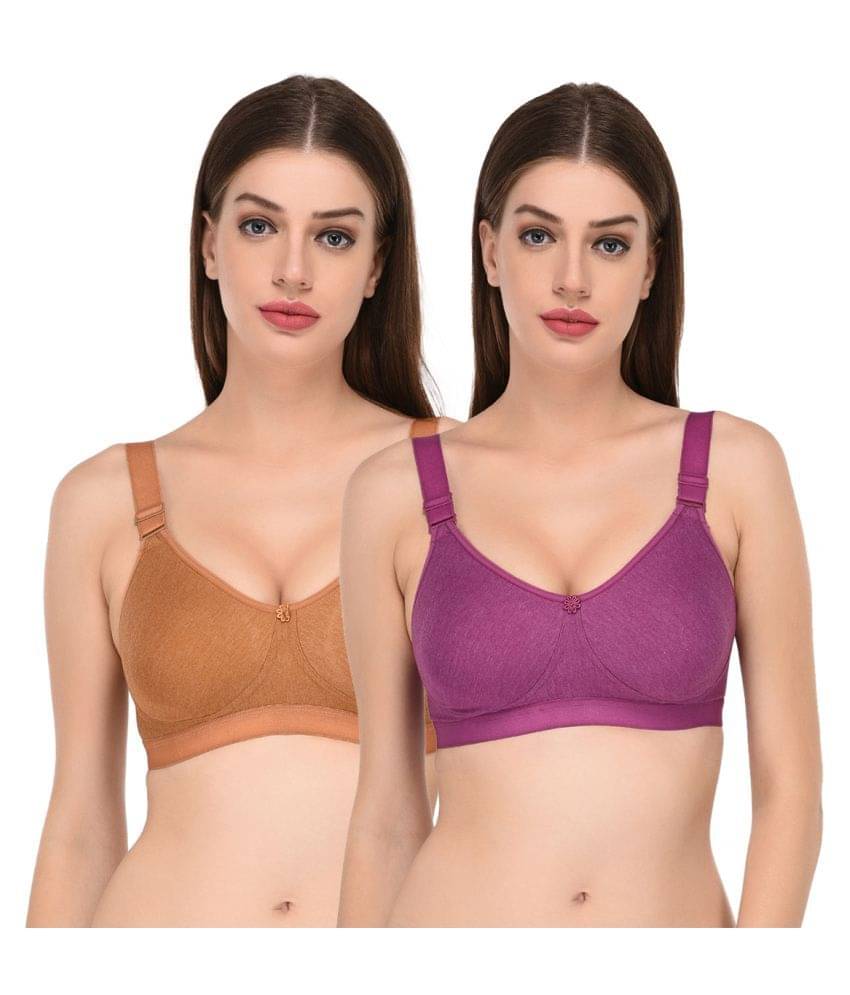 Elina Pack of 2 Cotton Non Padded Women's T-Shirt Bra ( Multi Color )     			Elina Pack of 2 Cotton Non Padded Women's T-Shirt Bra ( Multi Color )