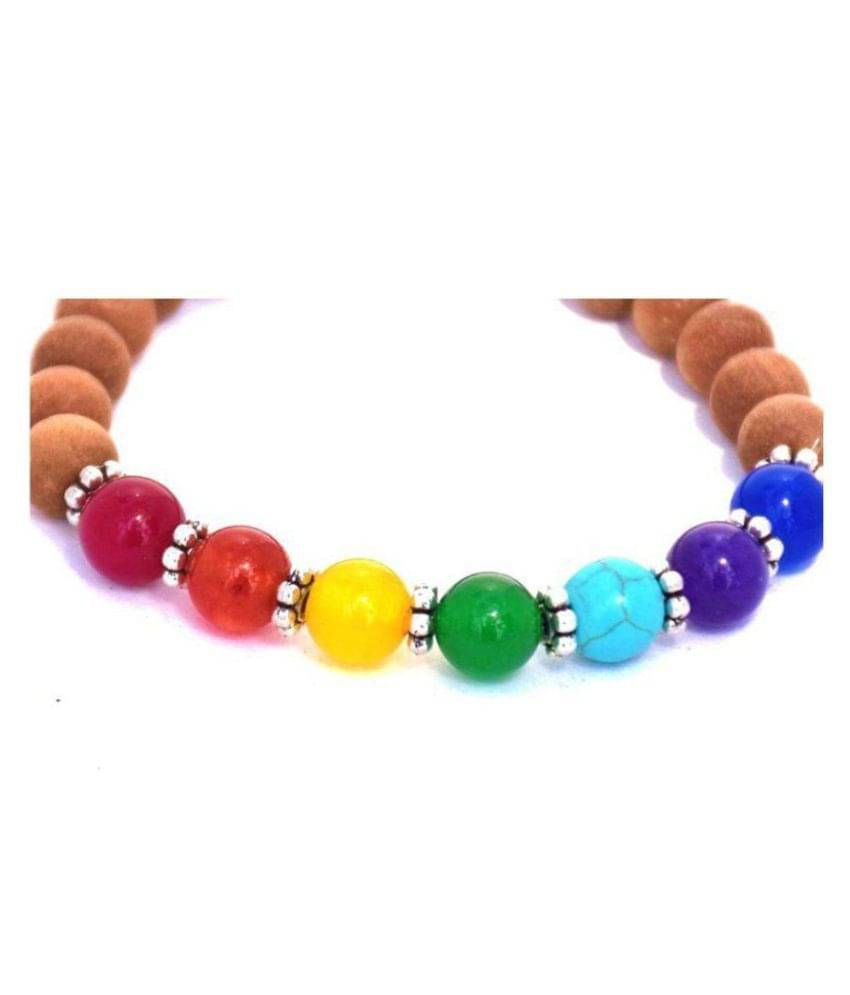 7 chakra yoga Bracelet with 100% Original White Sandal wood Beads | Exclusive | Rudra Divine | To Energized Seven chakra Of Human body And Heal the body | Healing Bracelet | Healing stone Bracelet | Brand new Designer Bracelet for Unisex     			7 chakra yoga Bracelet with 100% Original White Sandal wood Beads | Exclusive | Rudra Divine | To Energized Seven chakra Of Human body And Heal the body | Healing Bracelet | Healing stone Bracelet | Brand new Designer Bracelet for Unisex