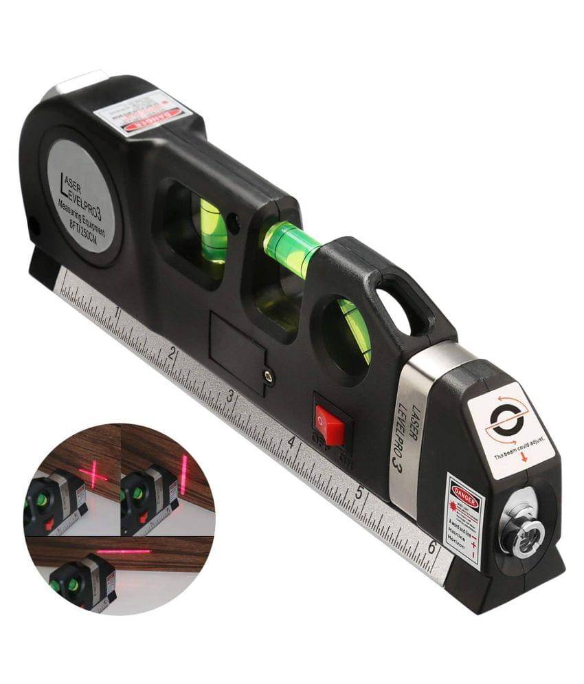     			Techtest Multipurpose Level Laser Horizon Vertical Measure Tape Aligner Bubbles Ruler #P00243#