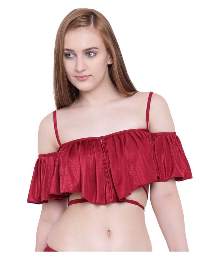La Intimo Polyester Bralette - Maroon