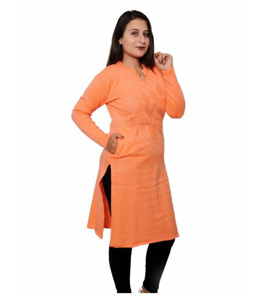     			Japroz - Orange Woollen Women's Straight Kurti