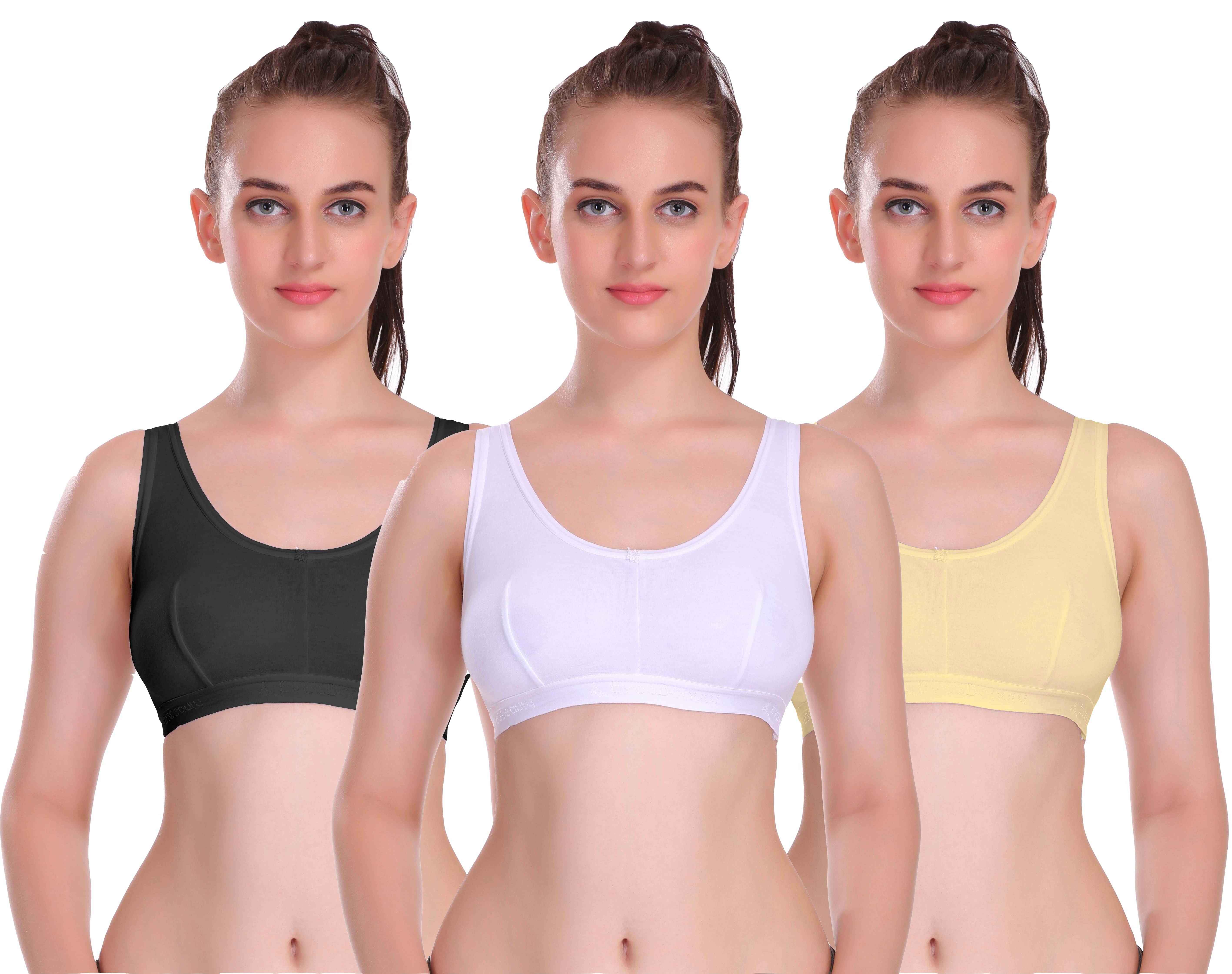     			Eve's Beauty Multi Color Cotton Blend Solid Sports Bra