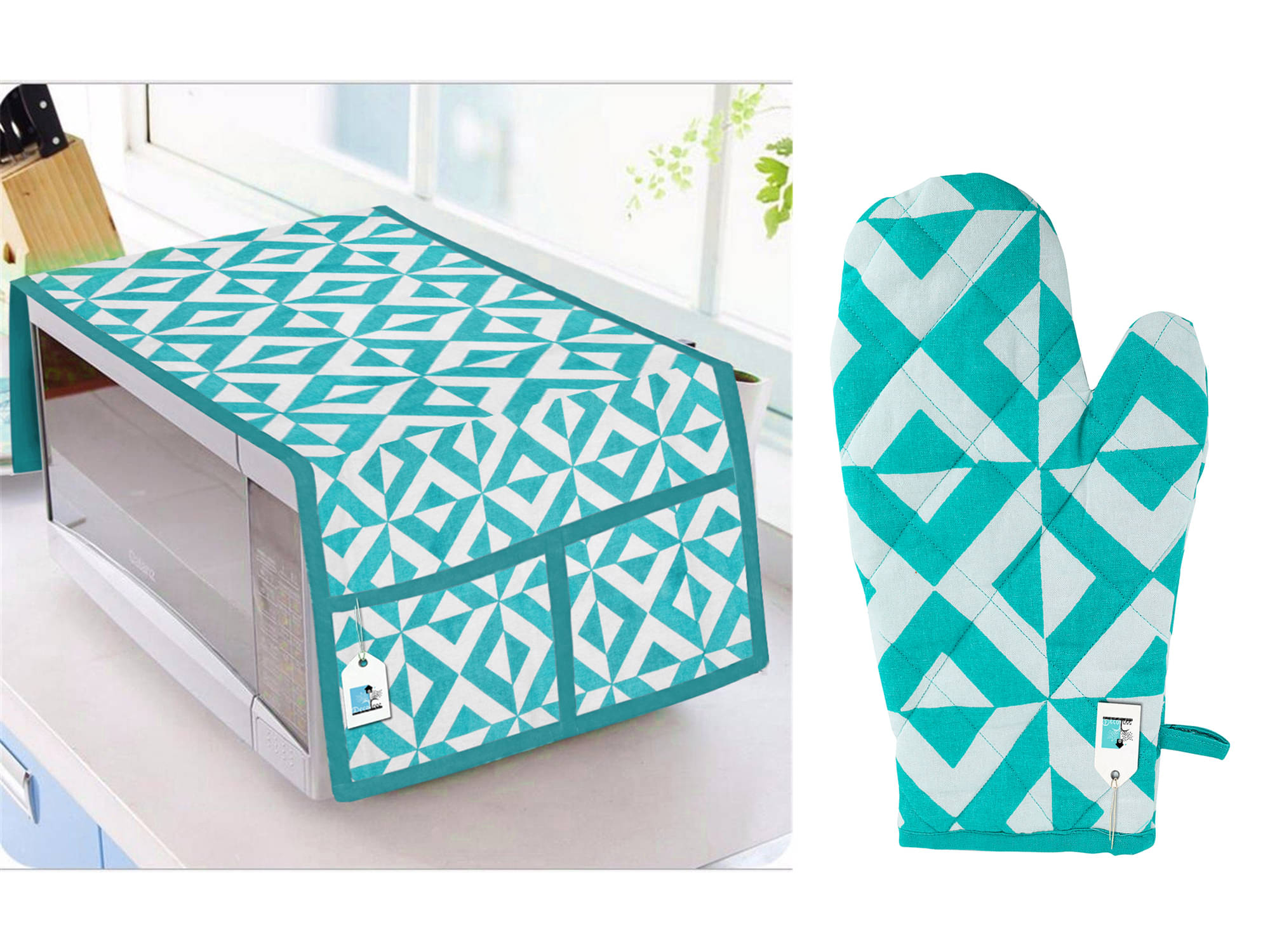     			DECOTREE Set of 2 Cotton Blue Microwave Oven Cover - 23-25L