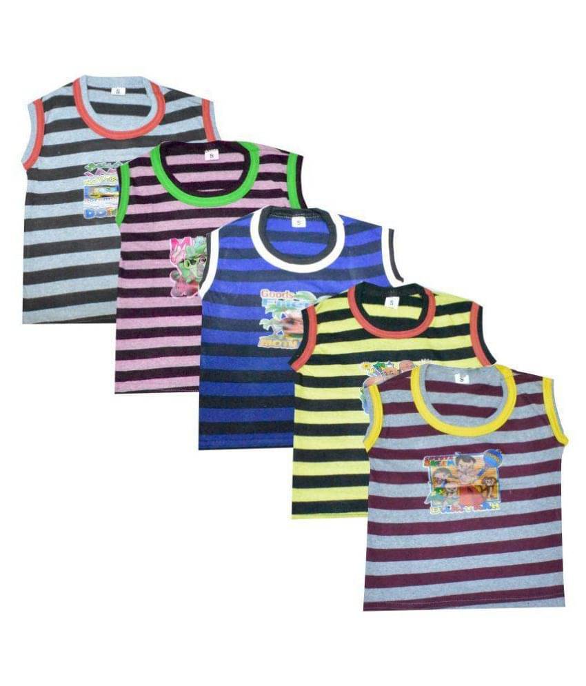     			Jisha Fashion Sleeveless Tshirt Multicolor Pack of 5