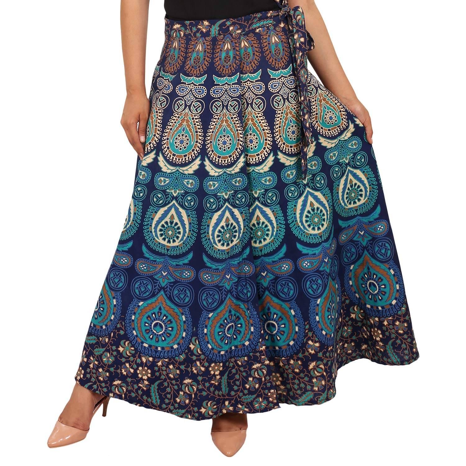     			Rangun Cotton A-Line Skirt - Blue