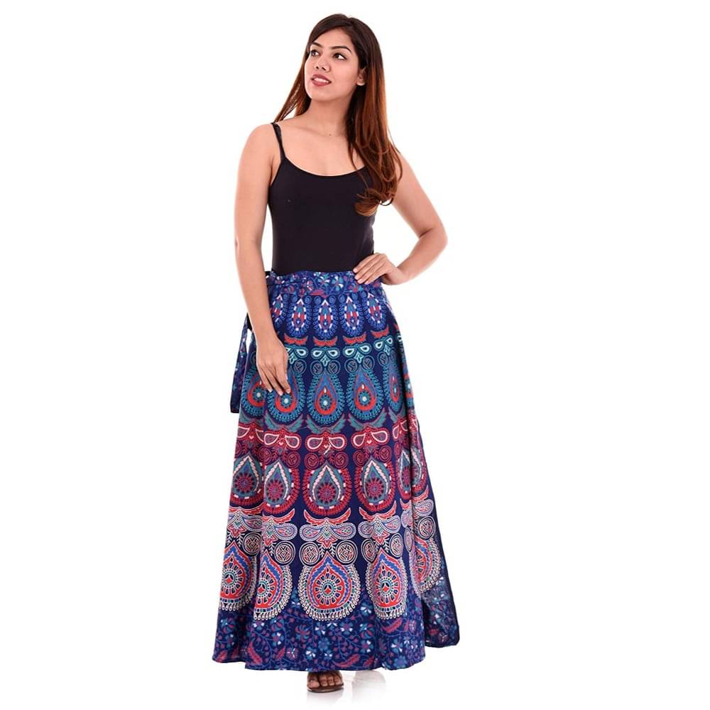 Rangun Cotton A-Line Skirt - Blue Rangun Cotton A-Line Skirt - Blue