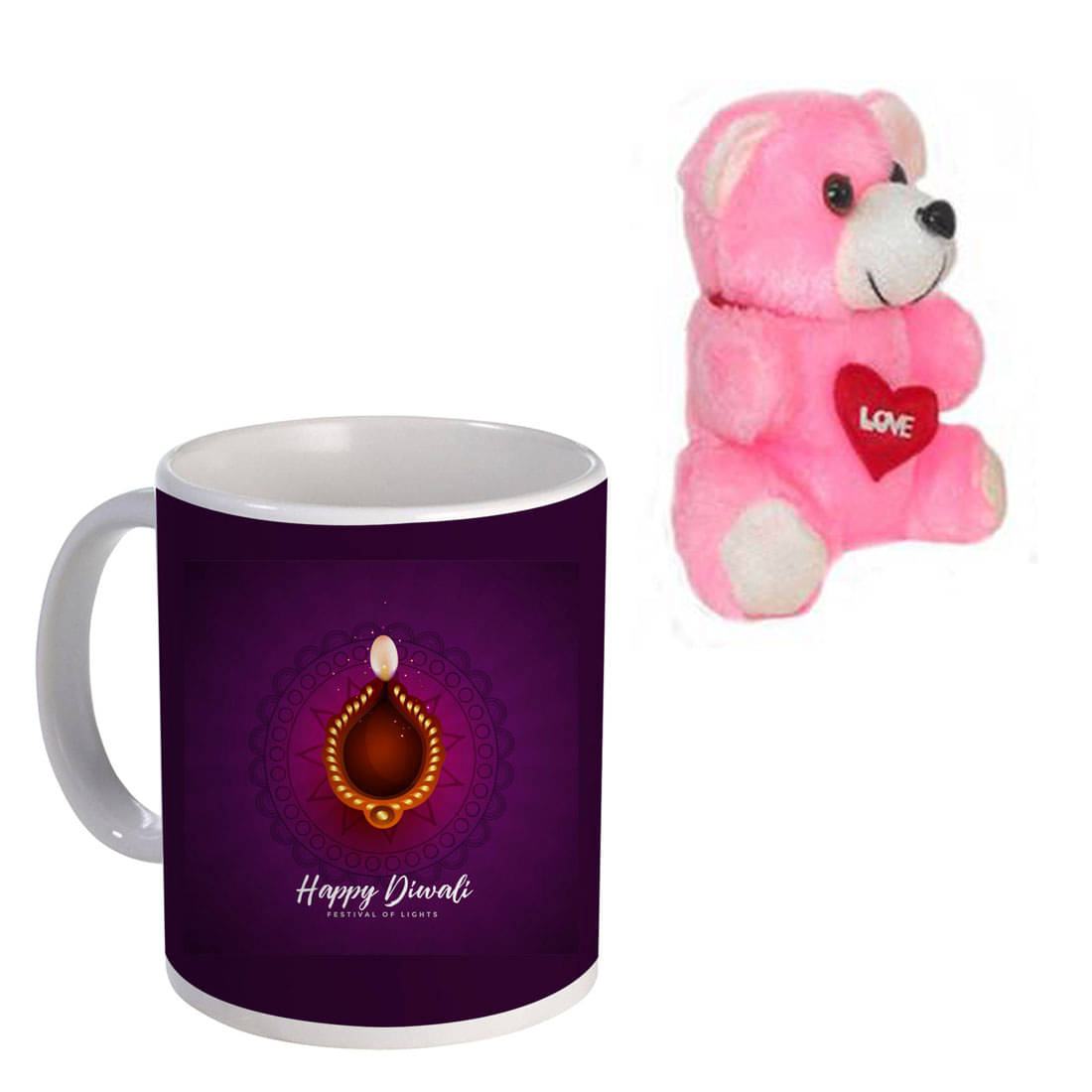     			COLOR YARD artistic background with happy diwali with teddy Ceramic Coffee Mug 1 Pcs 320 mL