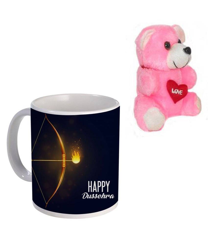 COLOR YARD happy-dussehra with bow-burning-arrow with teddy Ceramic Coffee Mug 1 Pcs 320 mL COLOR YARD happy-dussehra with bow-burning-arrow with teddy Ceramic Coffee Mug 1 Pcs 320 mL