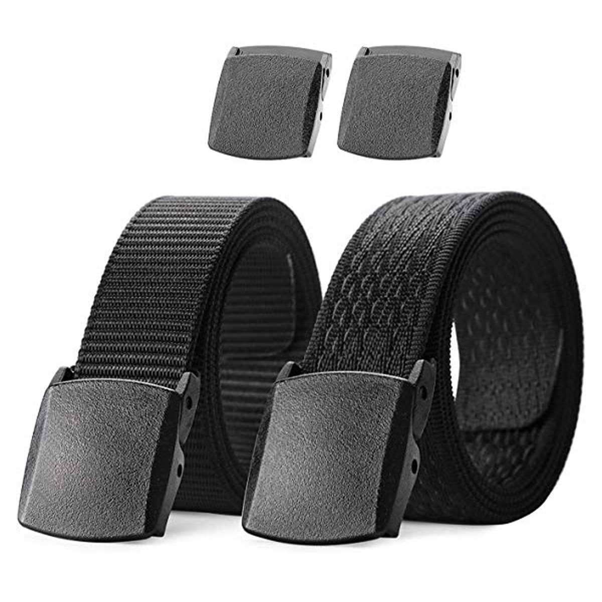 Edifier - Black Fabric Men's Casual Belt ( Pack of 2 ) Edifier - Black Fabric Men's Casual Belt ( Pack of 2 )