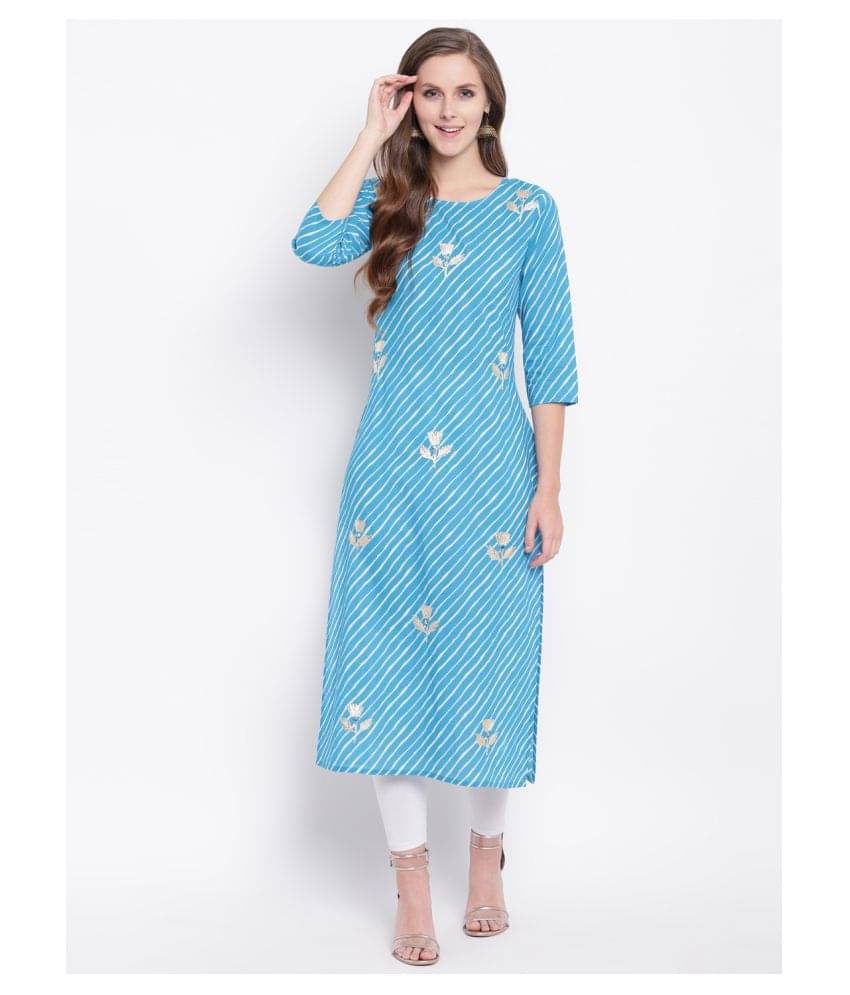    			Stylum Blue Cotton Straight Kurti