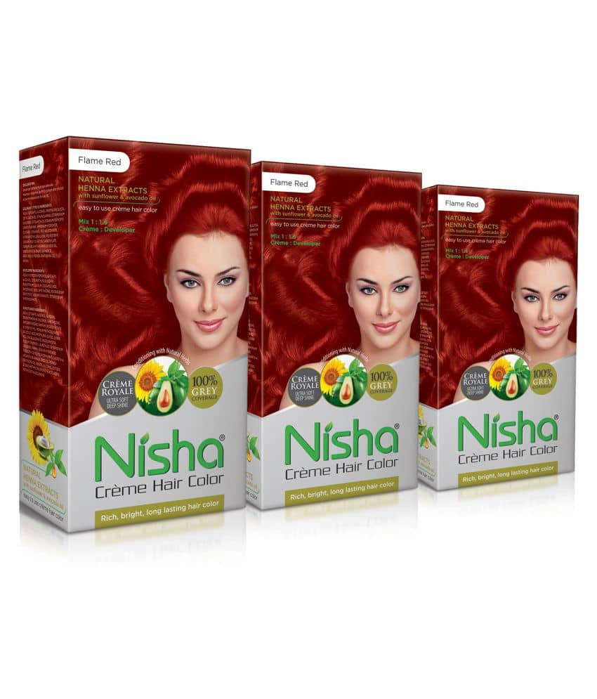 Nisha Creme Hair Color Flame Red 150g Pack of 3, Permanent Hair Colour, 100% Grey Coverage, Long Lasting Hair Colour - Jewellery Sets | Buy online on ZillyBuy