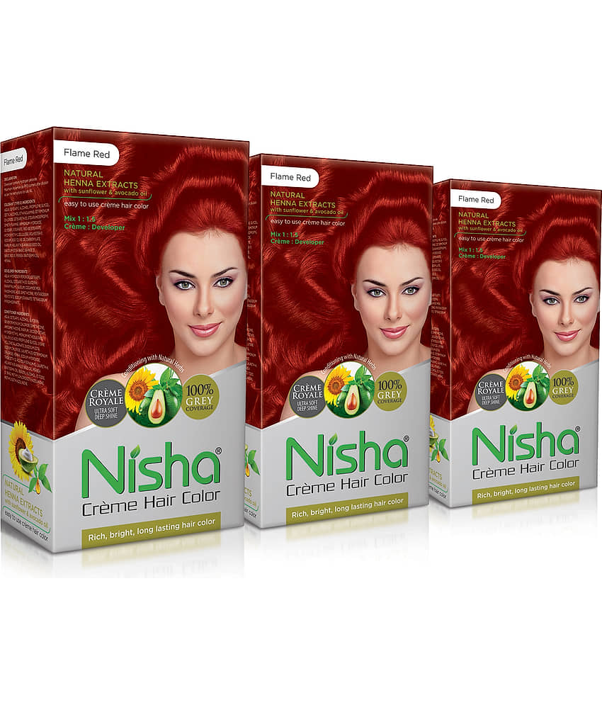Nisha Creme Hair Color Flame Red 150g Pack of 3, Permanent Hair Colour, 100% Grey Coverage, Long Lasting Hair Colour - Jewellery Sets | Buy online on ZillyBuy