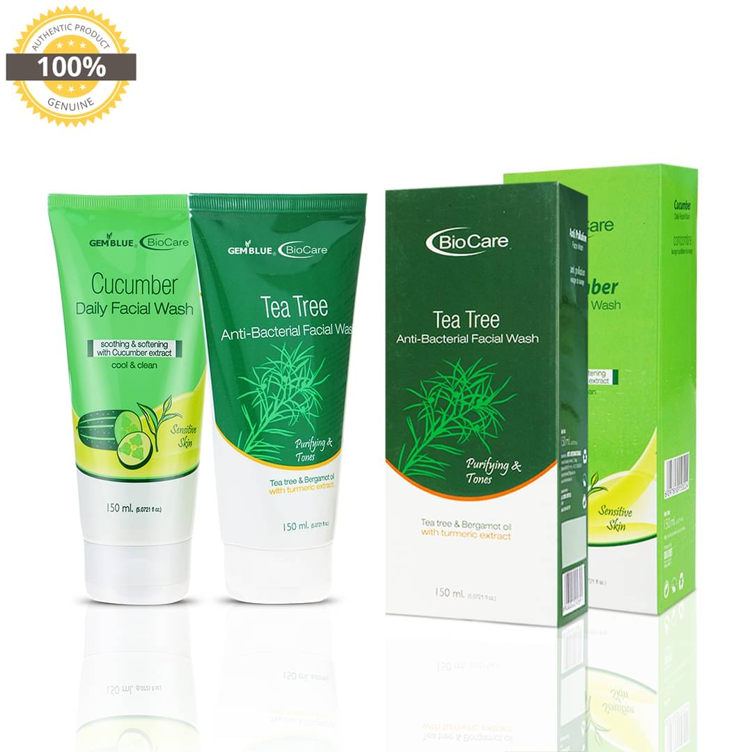 gemblue biocare CUCUMBER + TEA TREE Face Wash 150 mL Pack of 2 gemblue biocare CUCUMBER + TEA TREE Face Wash 150 mL Pack of 2