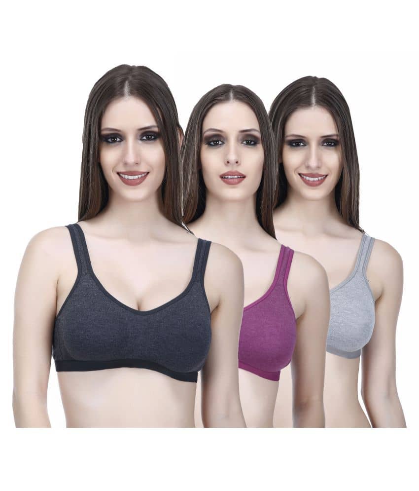 Elina Pack of 3 Cotton Non Padded Women's Teenage Bra ( Multi Color )