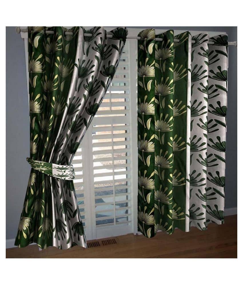 Tanishka Fabs Semi-Transparent Curtain 7 ft ( Pack of 2 ) - Green