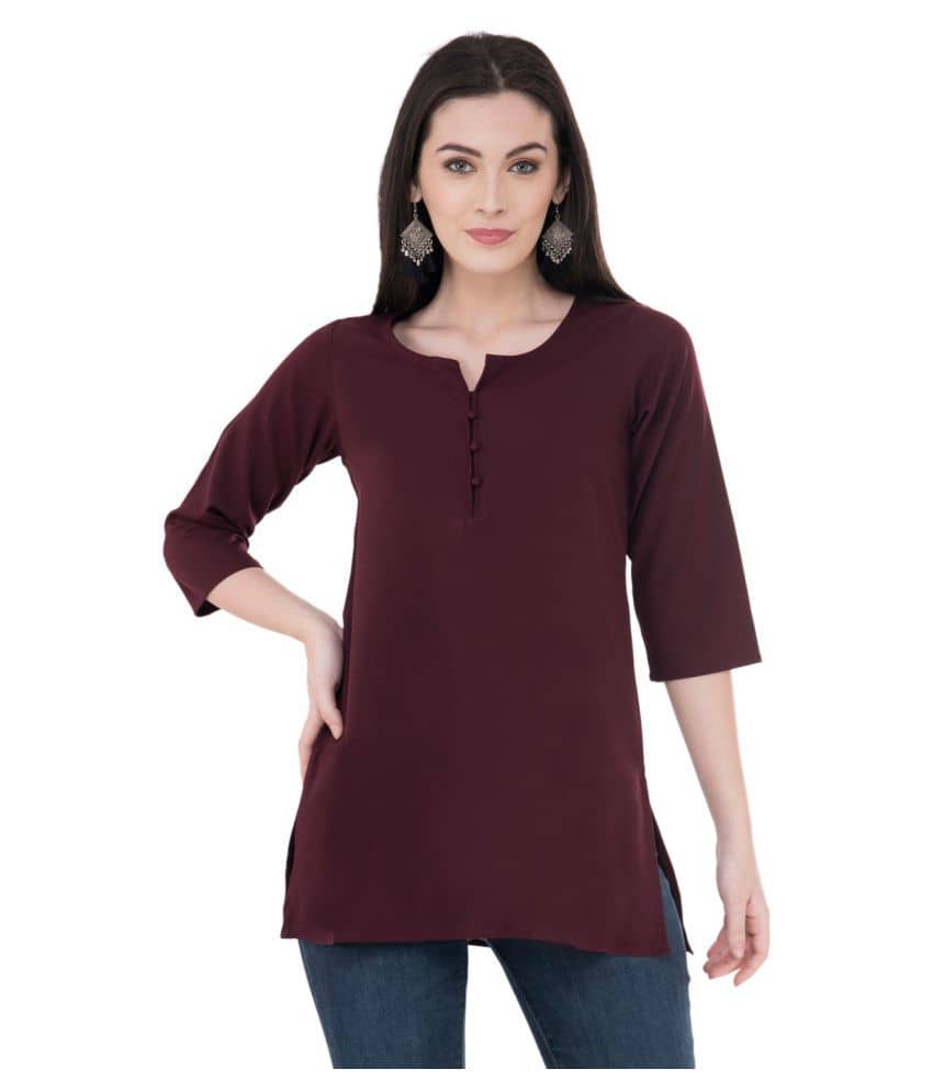 SAAKAA Women's Rayon Regular Top ( Brown )