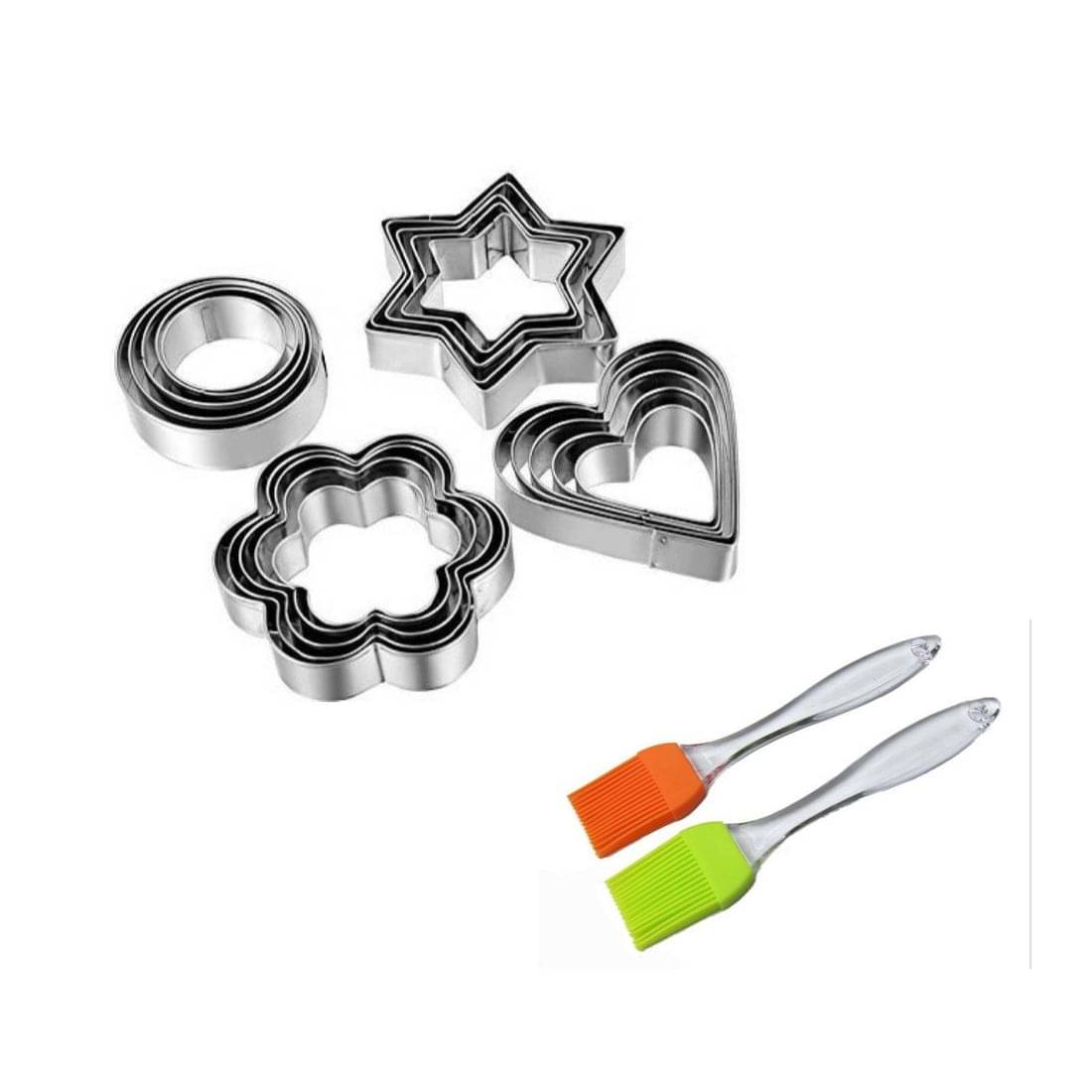    			Combo pack - Steel Cookie Cutter Set & Silicone Brush (2 pcs)
