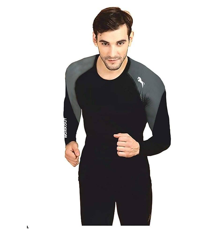     			Just Rider Nylon Compression Top Full Sleeve Tights T-Shirt for Sports