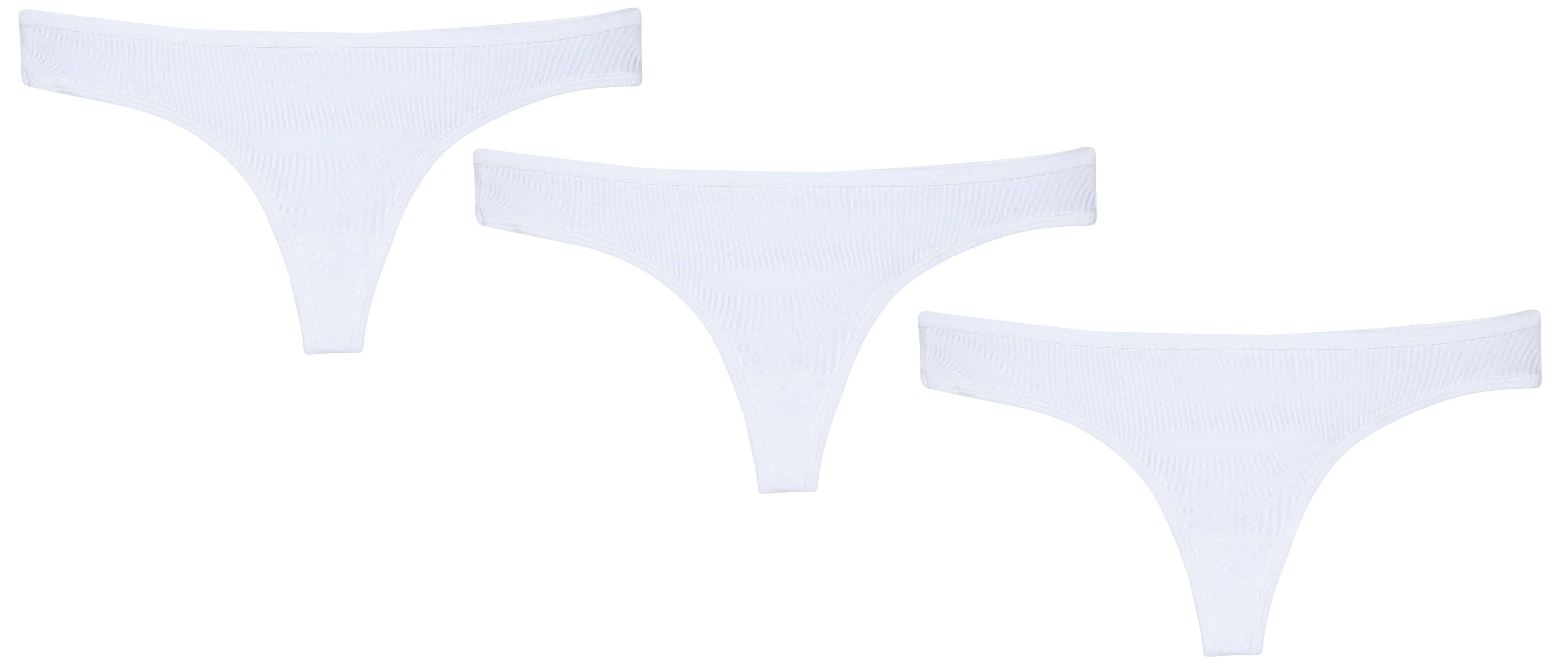 Leading Lady Pack of 3 Cotton Women's Thongs ( White )