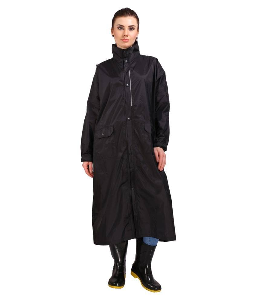 Goodluck Nylon Long Raincoat - Black Goodluck Nylon Long Raincoat - Black