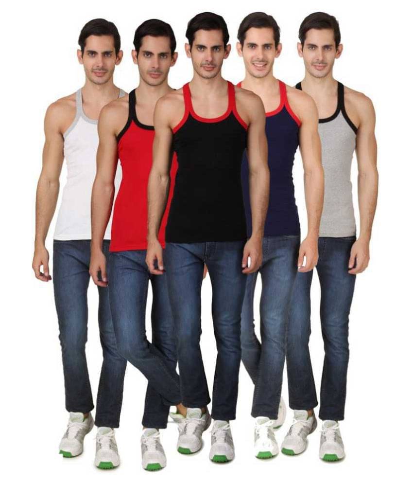 kaseera Multi Sleeveless Vests Pack of 5 kaseera Multi Sleeveless Vests Pack of 5