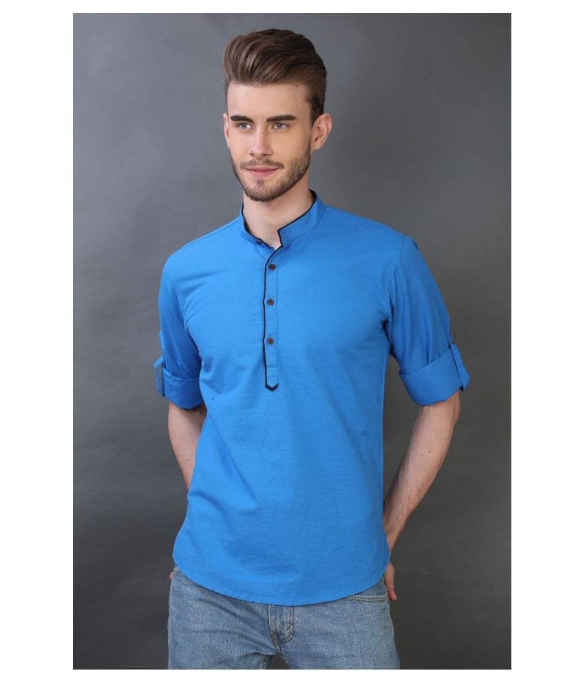 Carbone 100 Percent Cotton Blue Solids Shirt Carbone 100 Percent Cotton Blue Solids Shirt