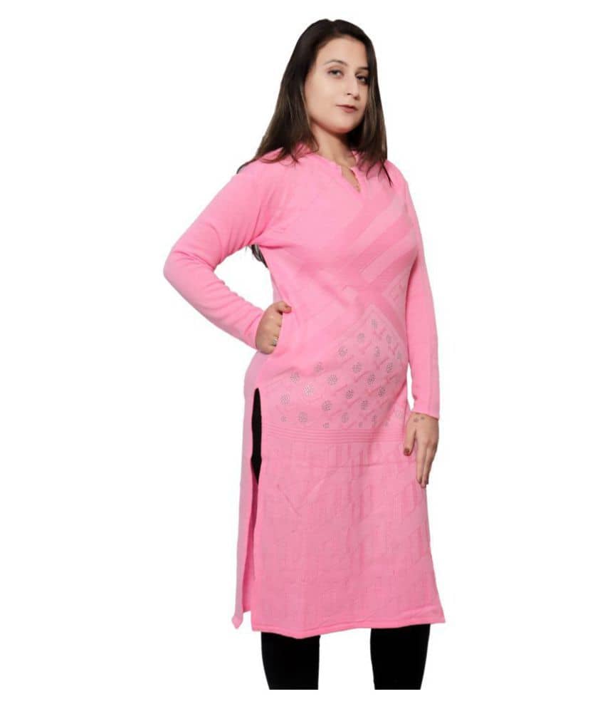 Japroz Pink Woollen Straight Kurti - Kurtis, Tunics | Buy online on ZillyBuy