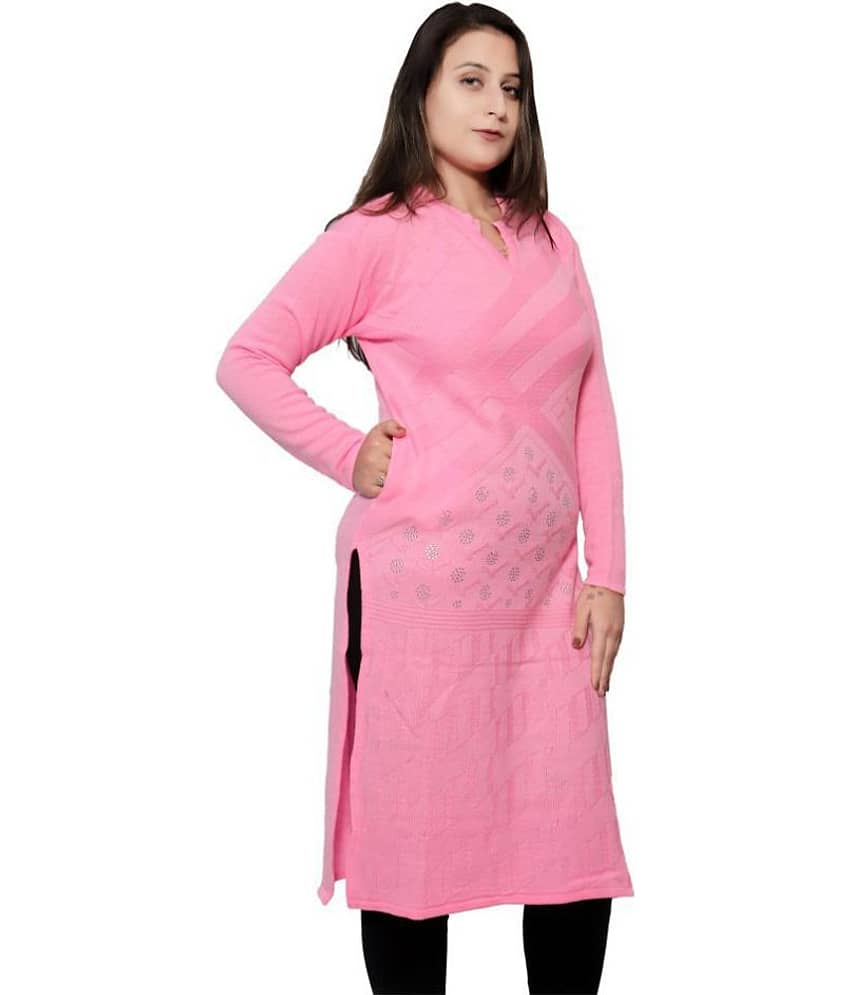Japroz Pink Woollen Straight Kurti - Kurtis, Tunics | Buy online on ZillyBuy