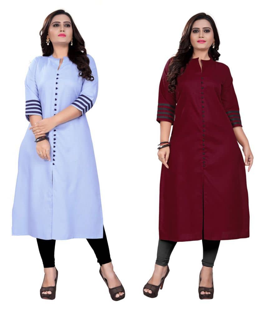Shagun Multicolor Cotton Front Slit Kurti - Kurtis, Tunics | Buy online on ZillyBuy