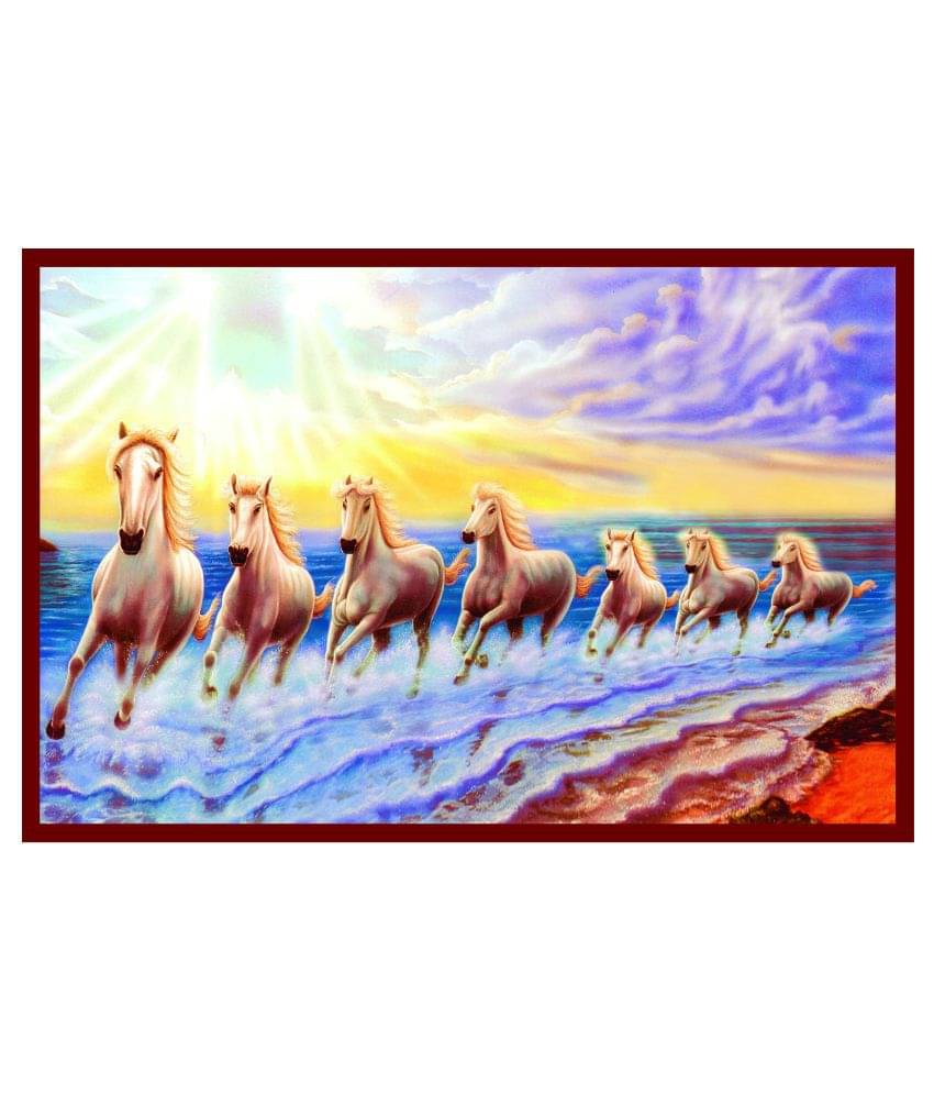 Otil Noti Vastu 7 Lucky Horse Paper Wall Poster Without Frame Otil Noti Vastu 7 Lucky Horse Paper Wall Poster Without Frame