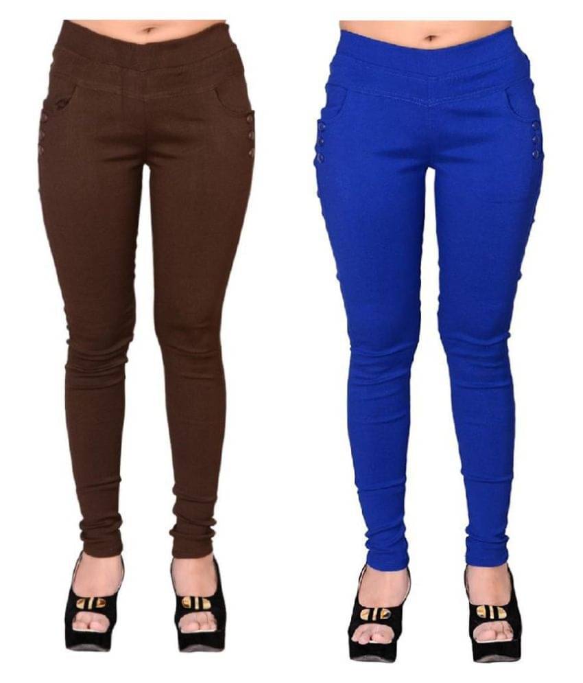     			FeelBlue Poly Cotton Jeggings - Multi Color