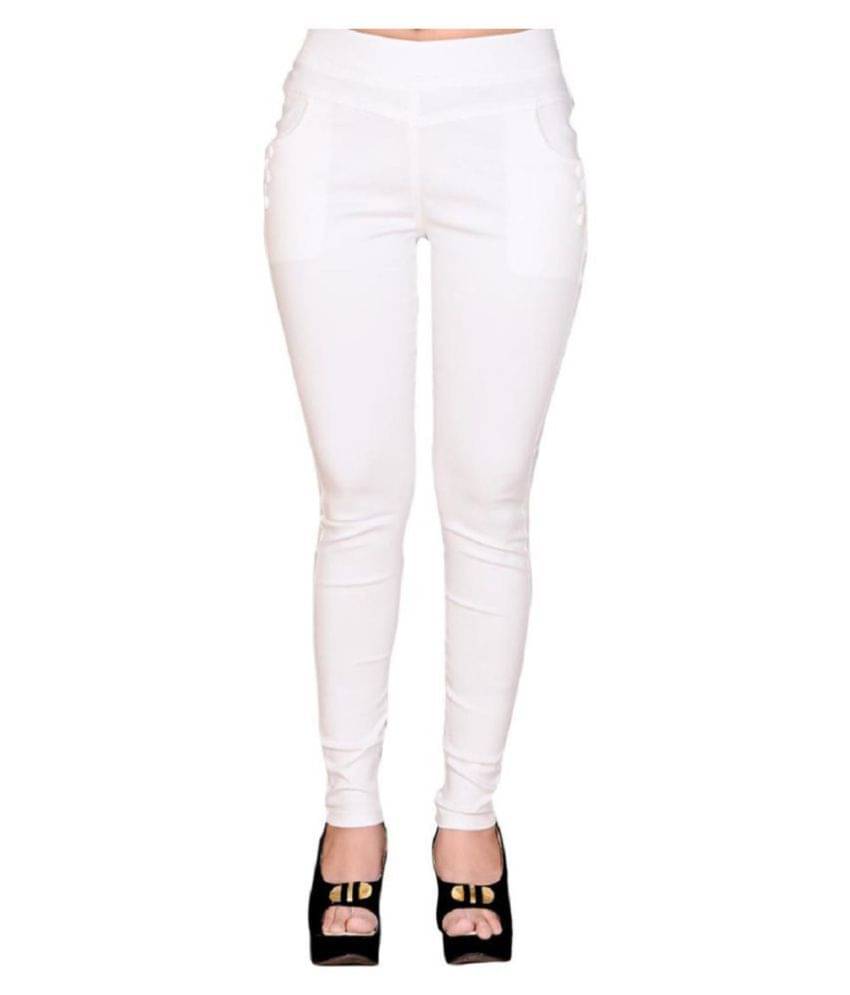     			FeelBlue Poly Cotton Jeggings - White