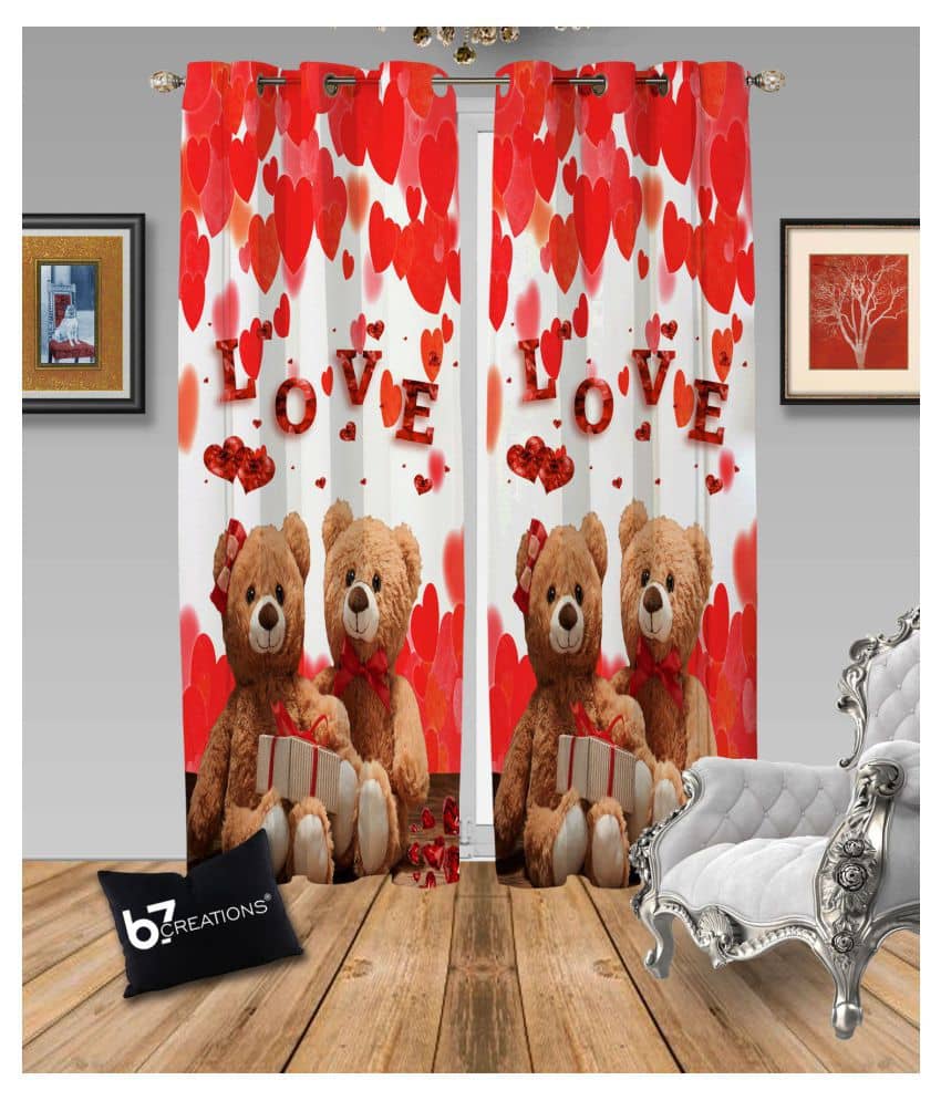 B7 CREATIONS Single Window Semi-Transparent Eyelet Polyester Curtains Multi Color