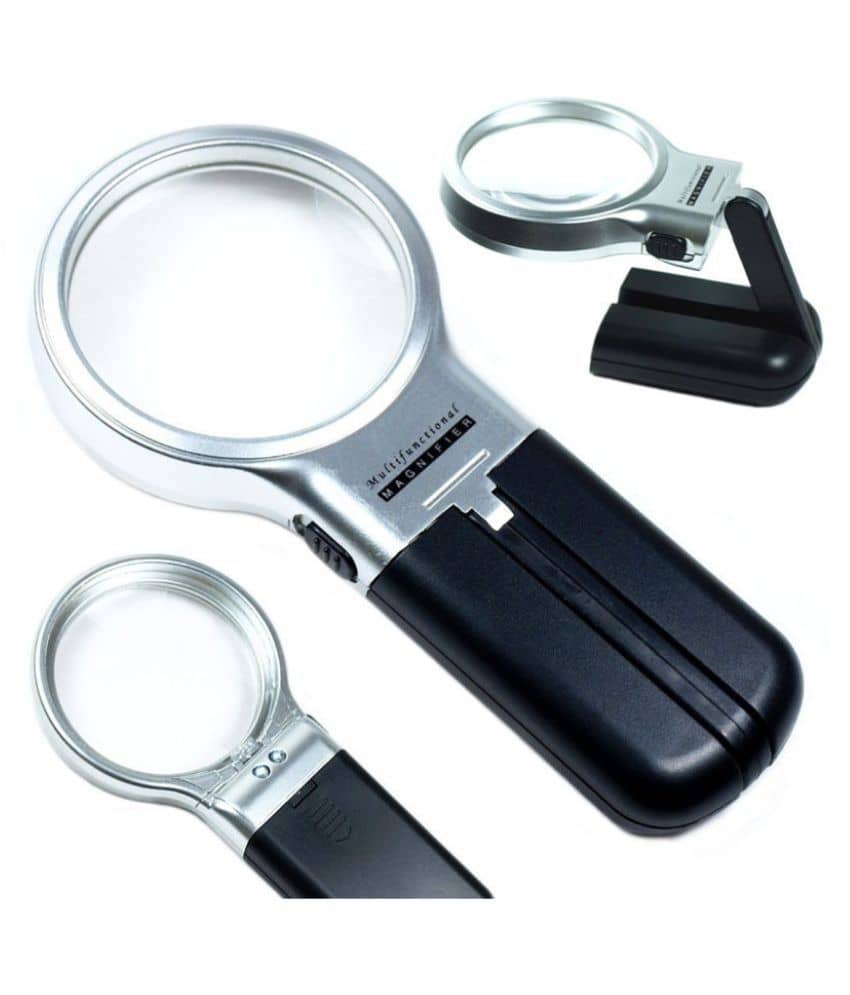KP2® Multifunctional 3-In-1 Hand-Held Folding Lighted High-Powered Magnifier Glass With 3X Zoom & 2 LED Lights - Stationery | Buy online on ZillyBuy