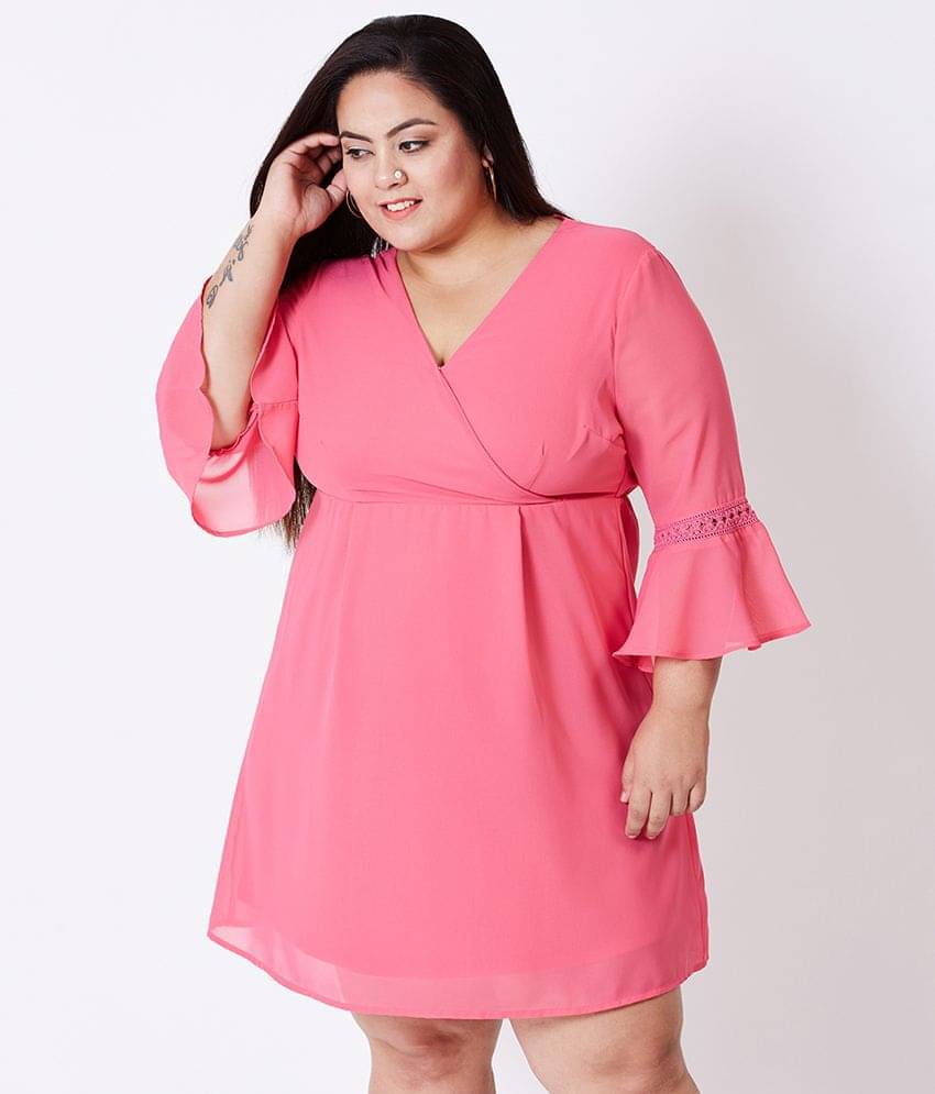     			Oxolloxo Polyester Pink A- line Dress