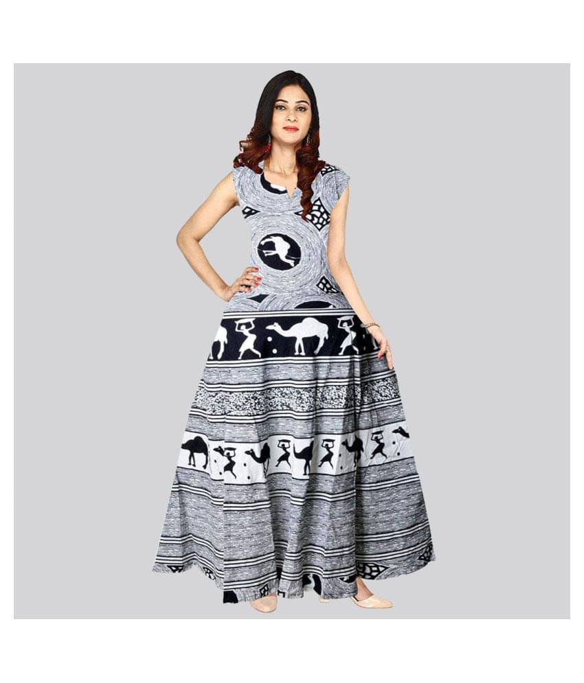     			Rangun Women Cotton A-line Dress ( White )