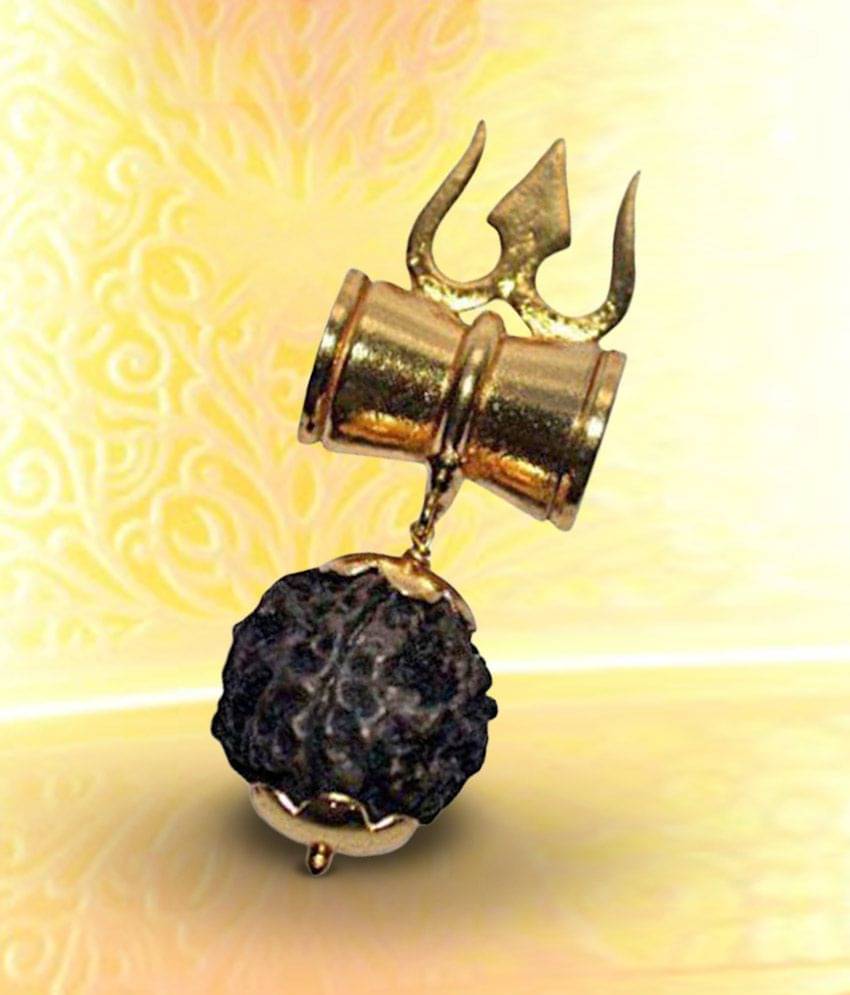     			Pantone 100% Orginal 5 Face Rudrakash Shiv Shakti kavach With Damru Pandent