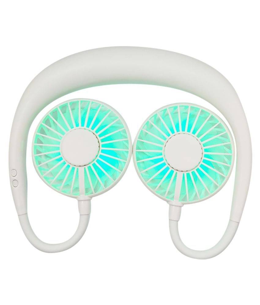     			Portable USB Rechargeable Neckband Style Dual Cooling Multi colour Fan