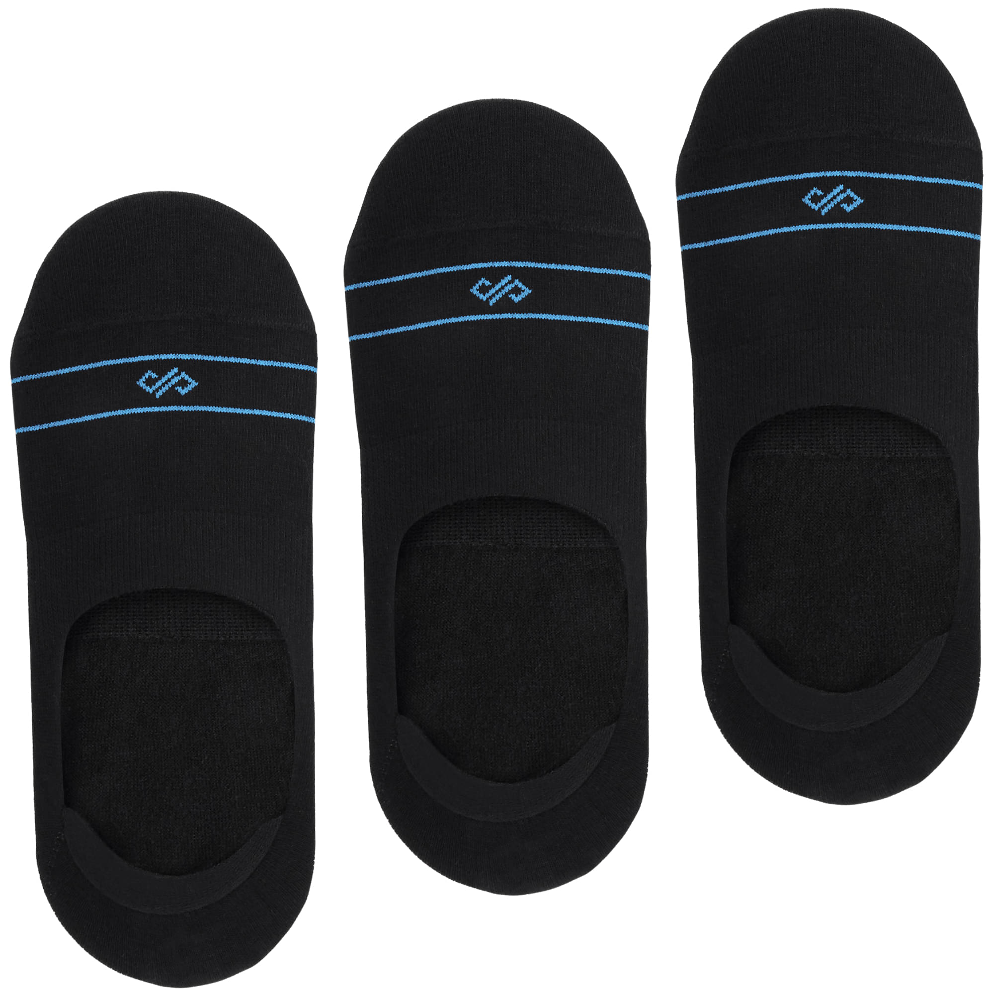     			Dynamocks Black Casual No Show Socks Pack of 3