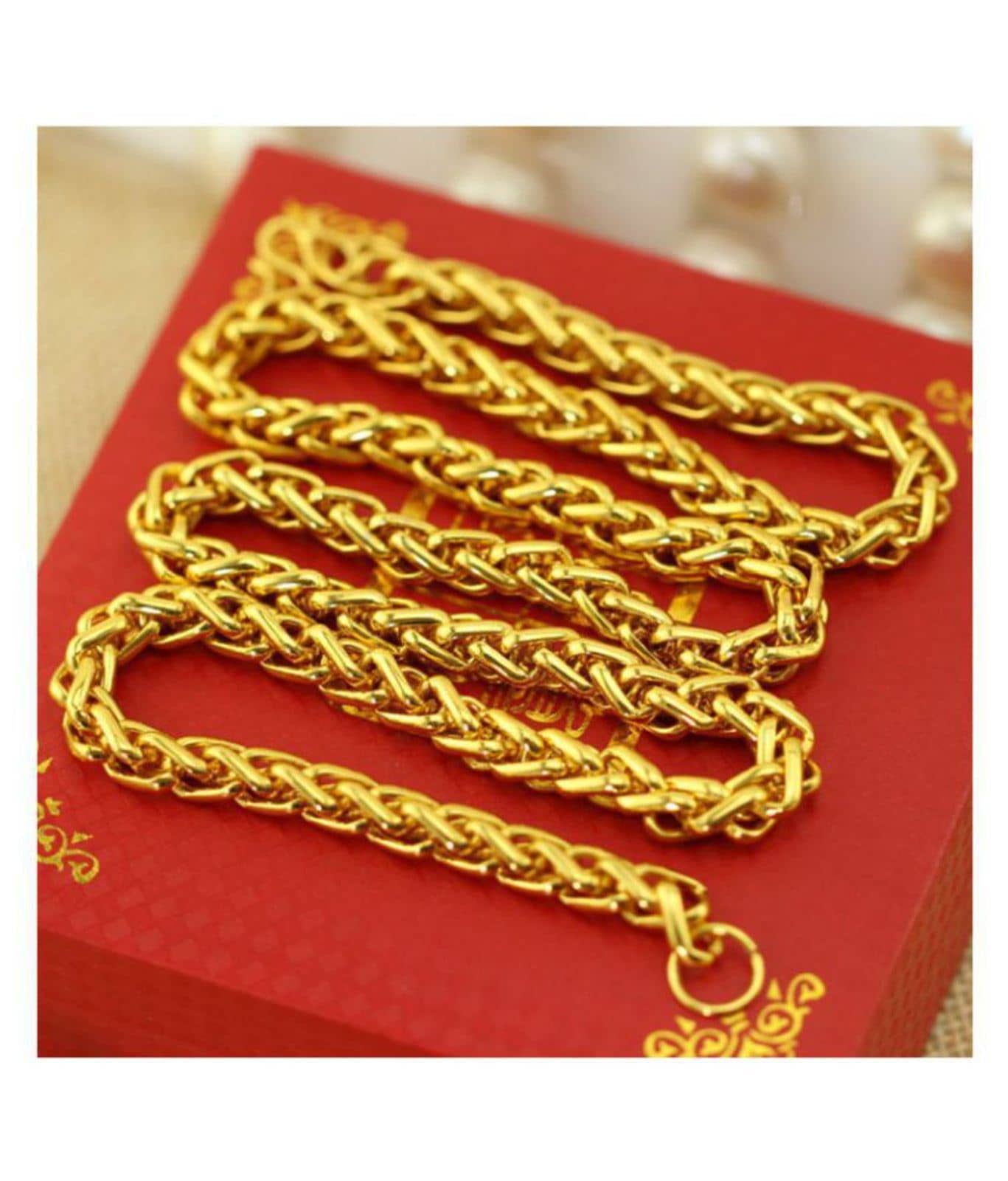 Jewar Mandi Gold Plated Brass & Copper Chain 24 Inch Designer Link Chain Jewelry for Men & Boys 8314 - Jewellery Sets | Buy online on ZillyBuy