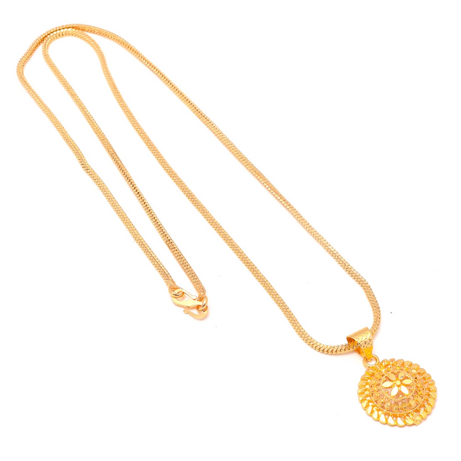 Jewar Mandi Neck Chain 24 Inch Gold Plated With Locket Real Look Daily Use Jewelry for Women & Girls 7766