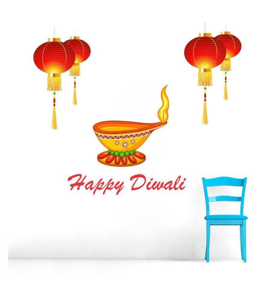 Decor Villa Happy Diwali Deepak Festive Sticker ( 53 x 58 cms ) Decor Villa Happy Diwali Deepak Festive Sticker ( 53 x 58 cms )