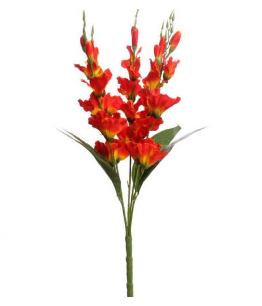 Green plant indoor Bougainvellia Orange Artificial Flowers Bunch - Pack of 1