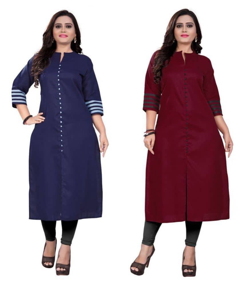 Shagun Multicolor Cotton Front Slit Kurti - Kurtis, Tunics | Buy online on ZillyBuy