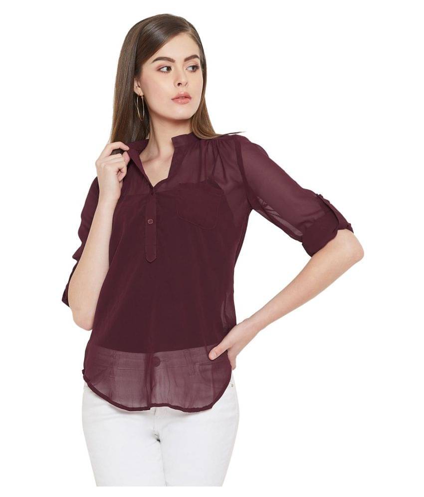 Purys Women's Polyester Regular Top ( Maroon ) Purys Women's Polyester Regular Top ( Maroon )